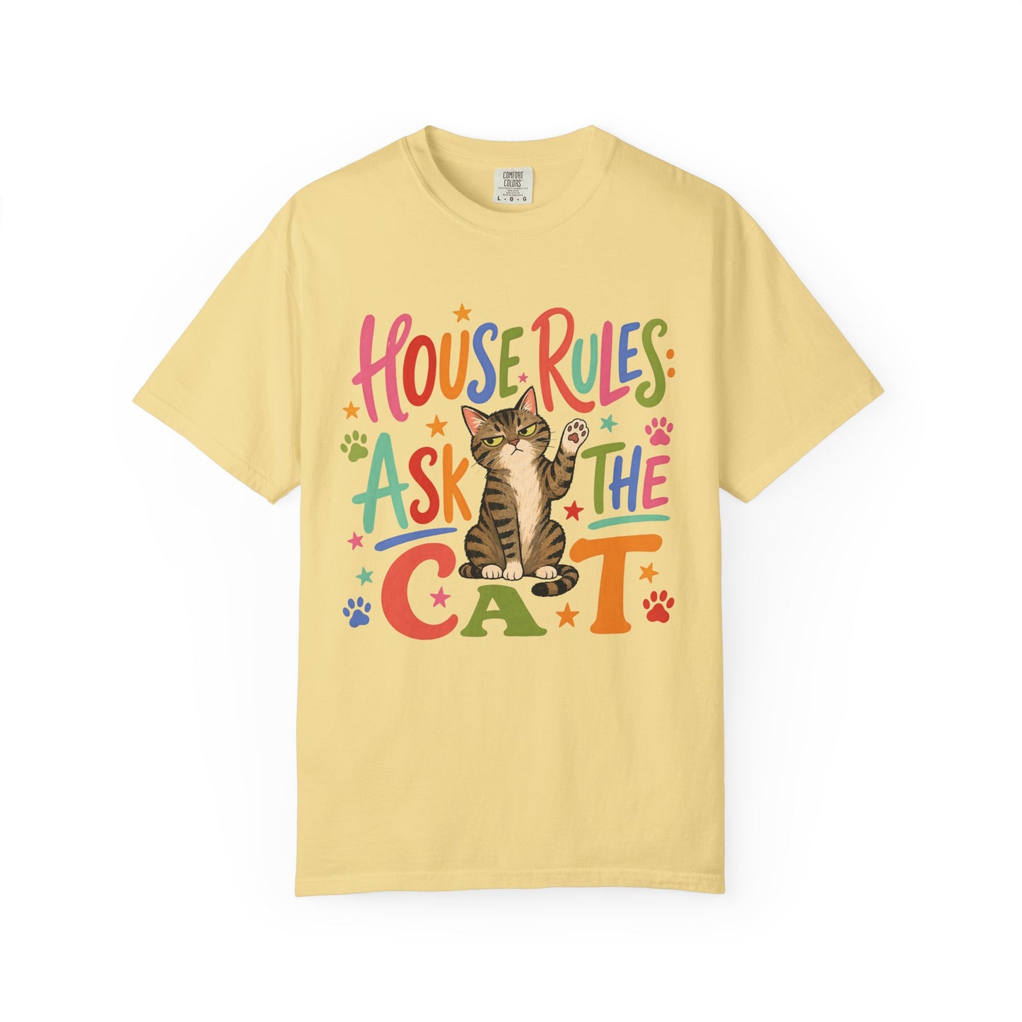Cat Lover T-Shirt — "House Rules: Ask the Cat" Cute Graphic Tee