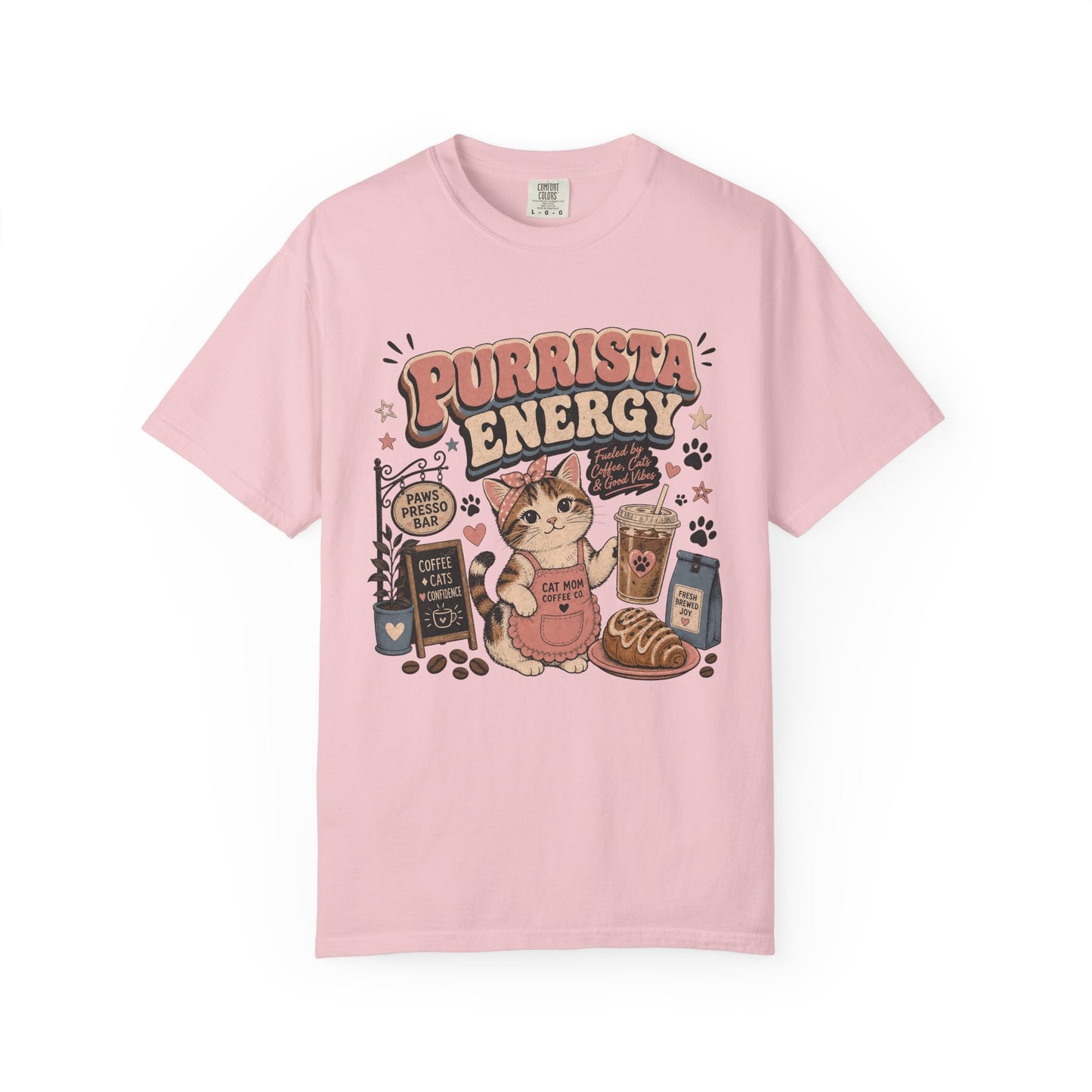 Purrista Energy T-Shirt — Cute Cat Coffee Lover Tee