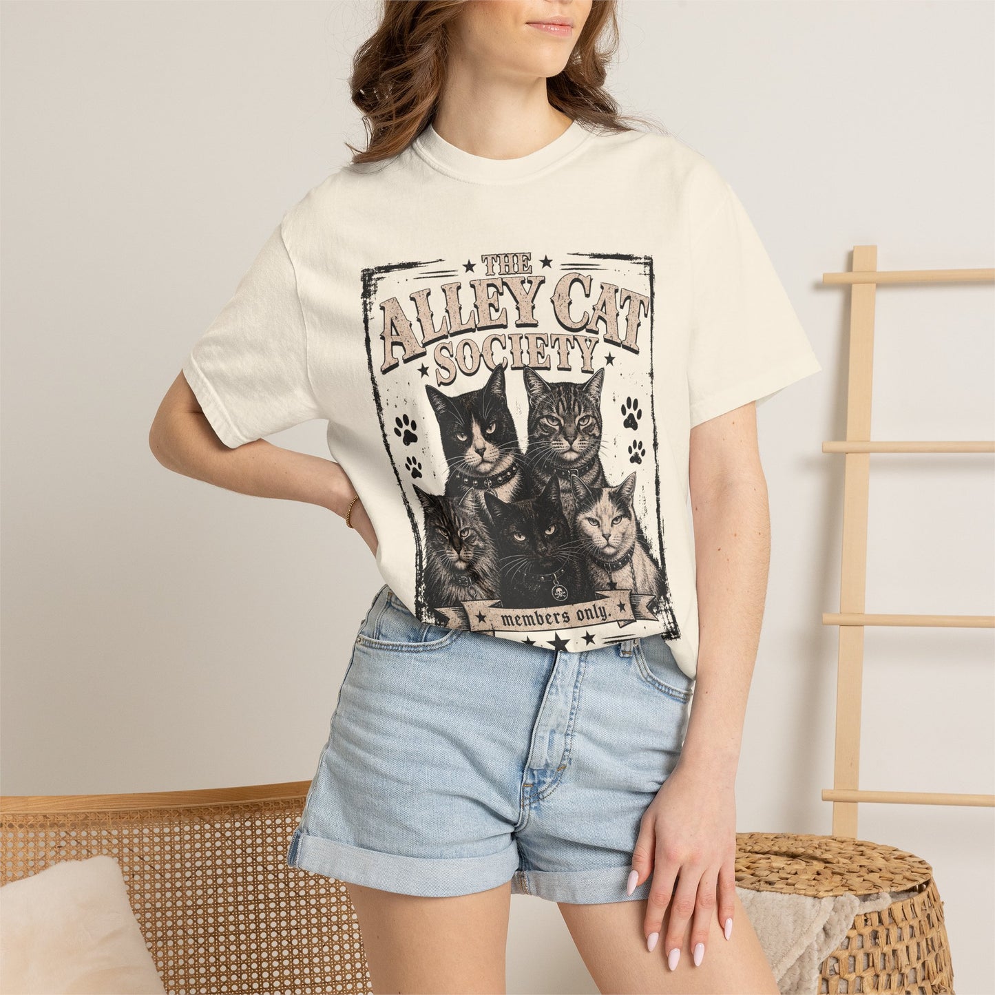 Alley Cat Society T-Shirt — Vintage 'Members Only' Cat Graphic Tee