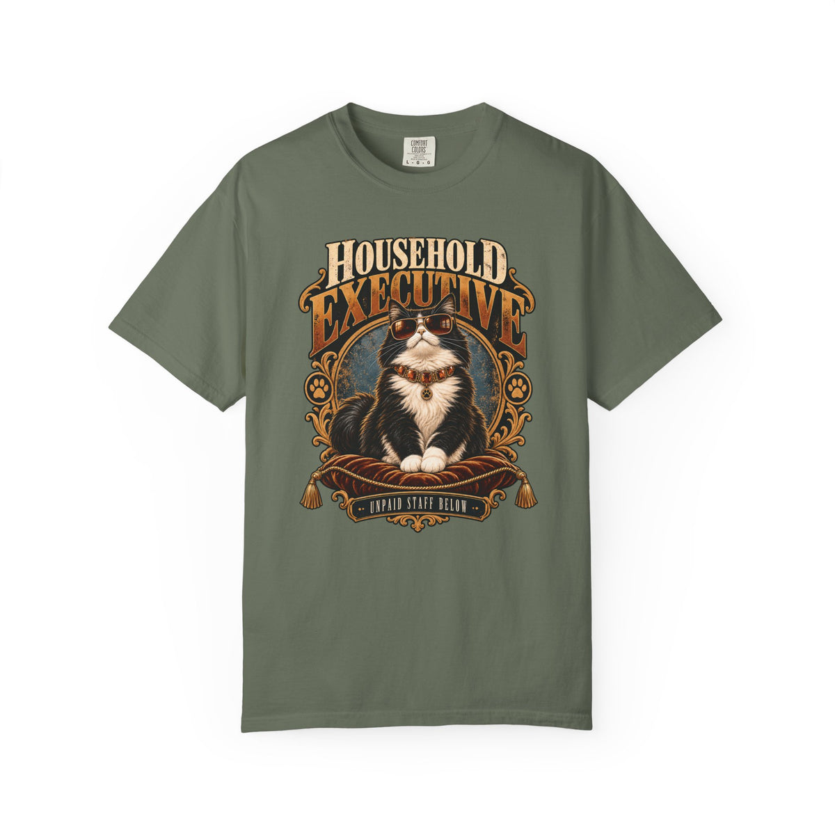 Household Executive Cat T-Shirt — Vintage Pet Portrait Tee