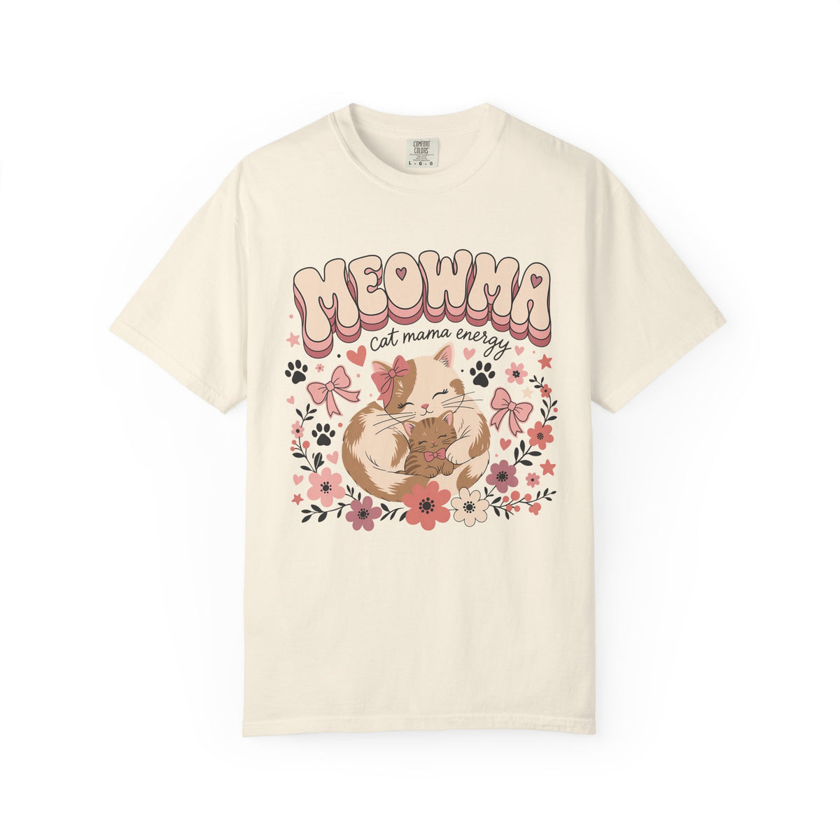 Meowma Cat Mama T-Shirt — Cute Floral Sleeping Cat Tee
